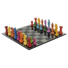 DKD Home Decor Juego De Mesa Moderno Cuadrado de Resina y Cristal Multicolor, 61 cm Ancho, 61 cm Largo, 0.5 cm Alto