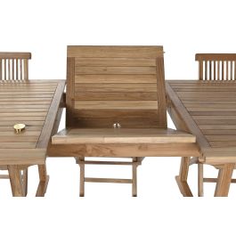 DKD Home Decor Mesa Comedor Terraza y Jardín Marrón Teca Extensible 100 x 180 cm (240cm) Set 9 piezas