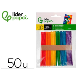 Liderpapel Palitos de Madera para Manualidades Colores Surtidos 11,4x1 cm Bolsa 50 Unidades Precio: 1.49999949. SKU: B18H3GBMGQ