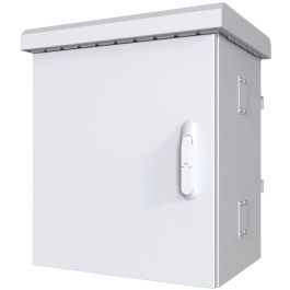 Lanview Armario CCTV Exterior Montaje Poste para 4 Cámaras, Maxi Classic, Doble Pared, Ventilado, Acero Galvanizado RAL7035