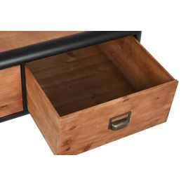 DKD Home Decor Mesa Centro Loft Marron Oscuro Gris Oscuro 56 x 45 x 97 cm con 2 Cajones