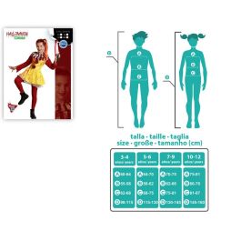 Disfraz Payasa Infantil Amarilla Con Vestido Y Pompones Rojos 5-6 Años Halloween