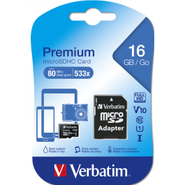 Verbatim MicroSDHC 16GB Clase 10 Tarjeta de Memoria de Alta Velocidad para Smartphones, GPS y Cámaras con Adaptador SD Precio: 5.68999959. SKU: B1HYQ92P3R