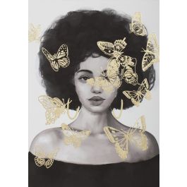 DKD Home Decor Cuadro Moderno Negro Blanco Lienzo Pino 3.7 x 100 x 70 cm (2 Unidades)