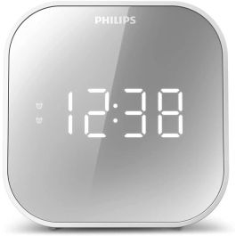 Philips TAR4406/12 Reloj Despertador Digital LED Blanco con Radio FM Carga USB