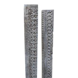 DKD Home Decor Escultura de Madera Tallada Natural Negro 10 x 129 x 15 cm Pieza Única