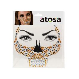 Joyas Faciales Adhesivas Calavera Dorado y Plata para Día de los Muertos Halloween Carnaval