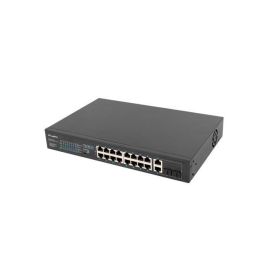 Lanberg RSFE-16P-2C-150 Switch Ethernet Gigabit No Administrado, 18 Puertos RJ-45 con PoE, Montaje en Rack 1U, Negro