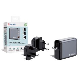 Verbatim Gnc-140 Cargador de Pared Gan 140W con 1x USB-A 3.0 y 3x USB-C 3.0