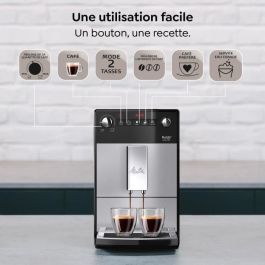 Melitta F230-101 Cafetera espresso automática compacta Purista, con molinillo de granos, 1450W, depósito de agua 1,2L, Plata Melitta F230-101 Cafetera espresso automática compacta Purista, con molinillo de granos, 1450W, depósito de agua 1,2L, Plata