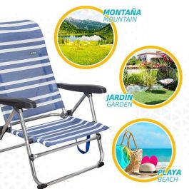 Silla playa aluminio plegable mykonos 5 posiciones 61x50x85 cm con asa. Silla playa aluminio plegable mykonos 5 posiciones 61x50x85 cm con asa.