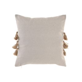 DKD Home Decor Cojín Boho de Algodón y Yute Natural 45 x 45 cm (2 Unidades) con Cremallera