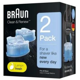 Braun CCR2 Cartuchos de limpieza Clean&Charge, Recambios para Afeitadoras Eléctricas, Azul, Pack de 2 unidades