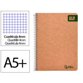 Liderpapel Cuaderno espiral A5 Ecouse tapa cartulina kraft 80 hojas, papel reciclado 80gr, cuadro 4mm Precio: 13.89000019. SKU: B14KQT854J