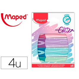 Maped Rotulador fluorescente Peps pastel con glitter estuche de 4 unidades colores surtidos Precio: 6.9900006. SKU: B17TN7JRSF