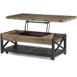 DKD Home Decor Mesa Centro Vintage Marron Oscuro Negro Mango Metal 74 x 44 x 116 cm