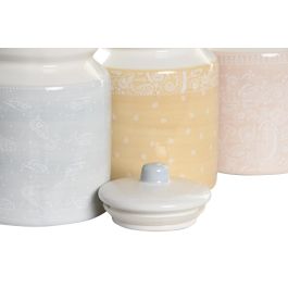 DKD Home Decor Bote Shabby Rosa, Azul, Amarillo 12 x 16 x 12 cm (3 Unidades)