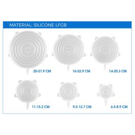 Quttin Set de 6 Tapas de Silicona Adaptables 25 cm Ancho x 26 cm Largo x 2 cm Alto (12 Unidades)