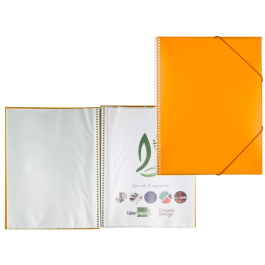 Liderpapel Carpeta Escaparate con Espiral 80 Fundas Polipropileno DIN A4 Naranja