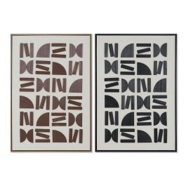 DKD Home Decor Cuadro Moderno Abstracto de Lienzo y MDF, Marrón y Negro, 93x63 cm con 3.8 cm de Fondo (2 Unidades)
