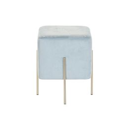 DKD Home Decor Reposapies Glam Elegante y Decorativo de Metal y Poliester, Azul Celeste y Dorado, Ancho 34cm Largo 34cm Alto 40cm