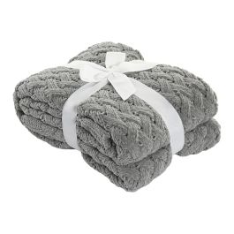 DKD Home Decor 2c25 Manta de Poliéster de Punto para Sofá Gris Claro Urban 170 x 130 cm 400 gsm (2 Unidades)