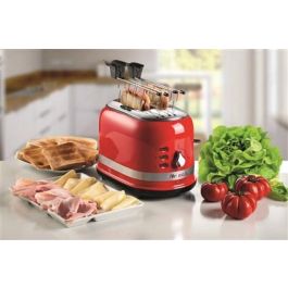 Ariete 149/00 Tostador Moderna 2 Ranuras Rojo con Pinzas y 3 Funciones