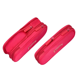 Liderpapel Estuche Portatodo Color Pop con Compartimento Extensible, 2 Cremalleras, Rosa Fucsia, 230x60 mm