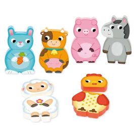 Puzzle magnético granja de madera goula 12 piezas, intercambiables Puzzle magnético granja de madera goula 12 piezas, intercambiables