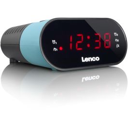 Lenco Radio Reloj Despertador Digital FM PLL LED con Alarma y Snooze, Pantalla LED, Negro/Azul