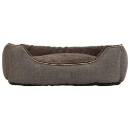 Kerbl Cesta Samuel para Perro - 50x40x15 cm - Plateada y Gris - Felpa Interior, Lavable, Cojín Reversible, Poliéster