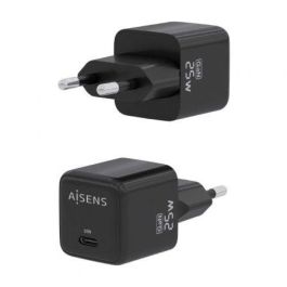 AISENS - CARGADOR GaN 25W, 1xUSB-C PD3.0 QC4.0, NEGRO