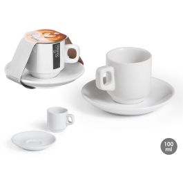 Vessia Taza y Plato de Café de Porcelana Blanca 100 ml, Medidas 12x7x12 cm (24 Unidades) Precio: 30.50000052. SKU: B1EMB2MWKW