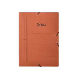 Liderpapel Carpeta de Gomas Tres Solapas Cartón Compacto Folio Color Cuero