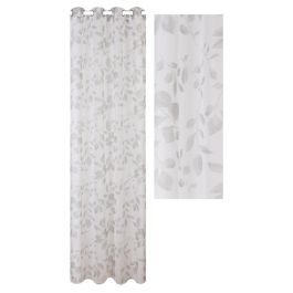 DKD Home Decor Cortina Visillo Oriental con Hojas Poliester Gris Claro Blanco 270x140 cm (2 Unidades) Precio: 13.99728. SKU: B1JFQB9C2F