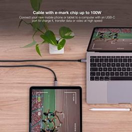 Nano Cable 10.01.4102-COMB Cable USB 3.1 Tipo-C Macho a Tipo-C Macho, 100W, 10Gbps, 2m, Gris y Negro