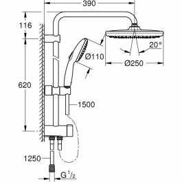 GROHE 266802431 Columna de Ducha Vitalio Start System 250, con Desviador Manual y Ahorro de Agua, Acabado Negro Mate GROHE 266802431 Columna de Ducha Vitalio Start System 250, con Desviador Manual y Ahorro de Agua, Acabado Negro Mate