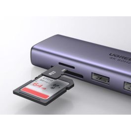 UGREEN UG60515 Base para Portátil y Replicador de Puertos USB-C, HDMI 4K 60Hz, USB 3.0, Ethernet Gigabit, Power Delivery 100W Gris
