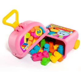 Carrito maleta trolley rosa con 20 bloques. Carrito maleta trolley rosa con 20 bloques.