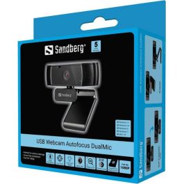 Sandberg Webcam USB Full HD 1080P Autofocus Micrófono Estéreo y Tapa de Privacidad