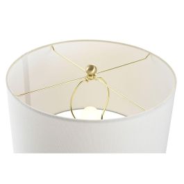 DKD Home Decor Lámpara de Sobremesa Urban Blanco Dorado, en Cerámica, Algodón y Plafón de Poliéster, con Casquillo E27, 50W, 38x38x66 cm