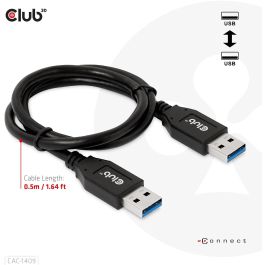 Club3D Cable USB-A a USB-A Gen2 (USB 3.2 Gen 2) 10 Gbps 0.5m Negro Macho/Macho - Carga Rápida 3A