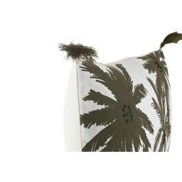 DKD Home Decor 2c25 Cojín Boho de Algodón Blanco y Verde 50 x 30 cm (2 Unidades) con Cremallera