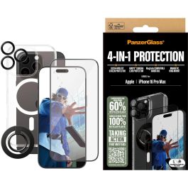 PanzerGlass 4-in-1 Protection para iPhone 16 Pro Max, Protector de Pantalla de Vidrio Templado Resistente a Rayones y Golpes