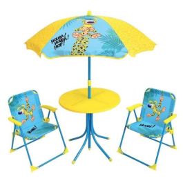 MARSUPILAMI Mobiliario de jardín para niños que incluye 1 mesa, 2 sillas plegables y 1 sombrilla MARSUPILAMI Mobiliario de jardín para niños que incluye 1 mesa, 2 sillas plegables y 1 sombrilla