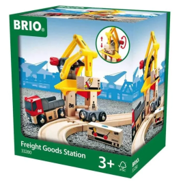 BRIO World 33280 Grúa de carga con camión y rampa, juego de construcción para niños y niñas a partir de 3 años