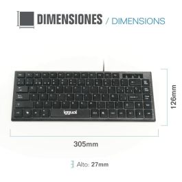 Teclado iggual Teclado USB compacto TKL Slim TKL-USB negro Negro