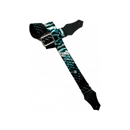 GETM Correa The Casandra Aqua para Guitarra y Bajo de Polipiel, Cuero y Terciopelo en Negro y Turquesa