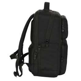 Safta Mochila Real Madrid Premium para portátil de 15,6'' con USB y 2 Bolsillos, Color Negro, 31x44x13cm