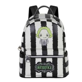 Karactermania Mochila Heady Bitelchús / Beetlejuice Stripes Urbana PVC Poliéster con Cremallera y Bolsillos 16 x 25 x 29 cm